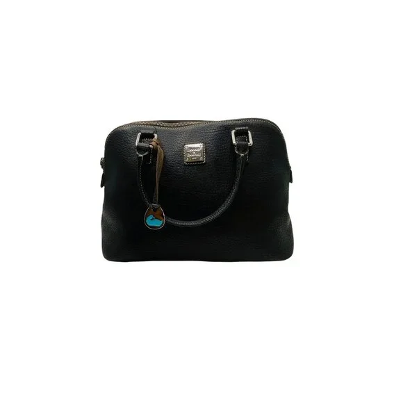 Vintage Dooney & Bourke Embossed Pebbled Leather Satchel Large Black With Should - Picture 8 of 11